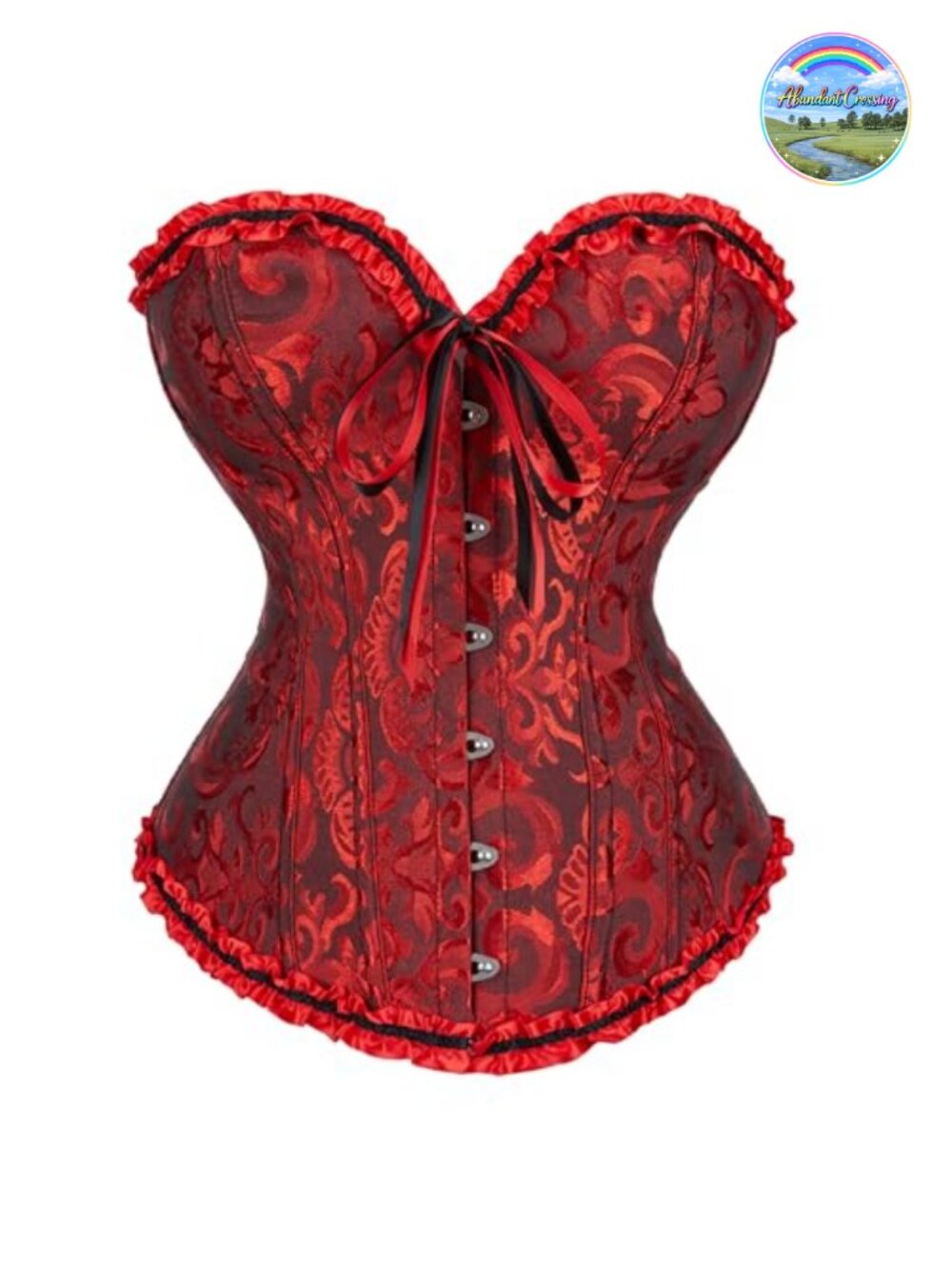 Brocade Overbust Corset Top Lace-Up Renaissance Victorian Bustier